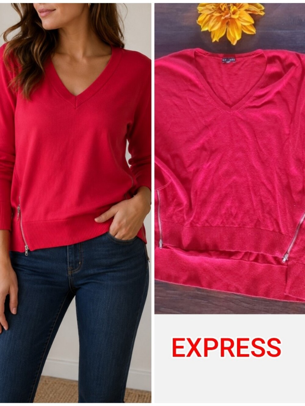 EXPRESS VNECK RED SWEATER 🧣🧣
